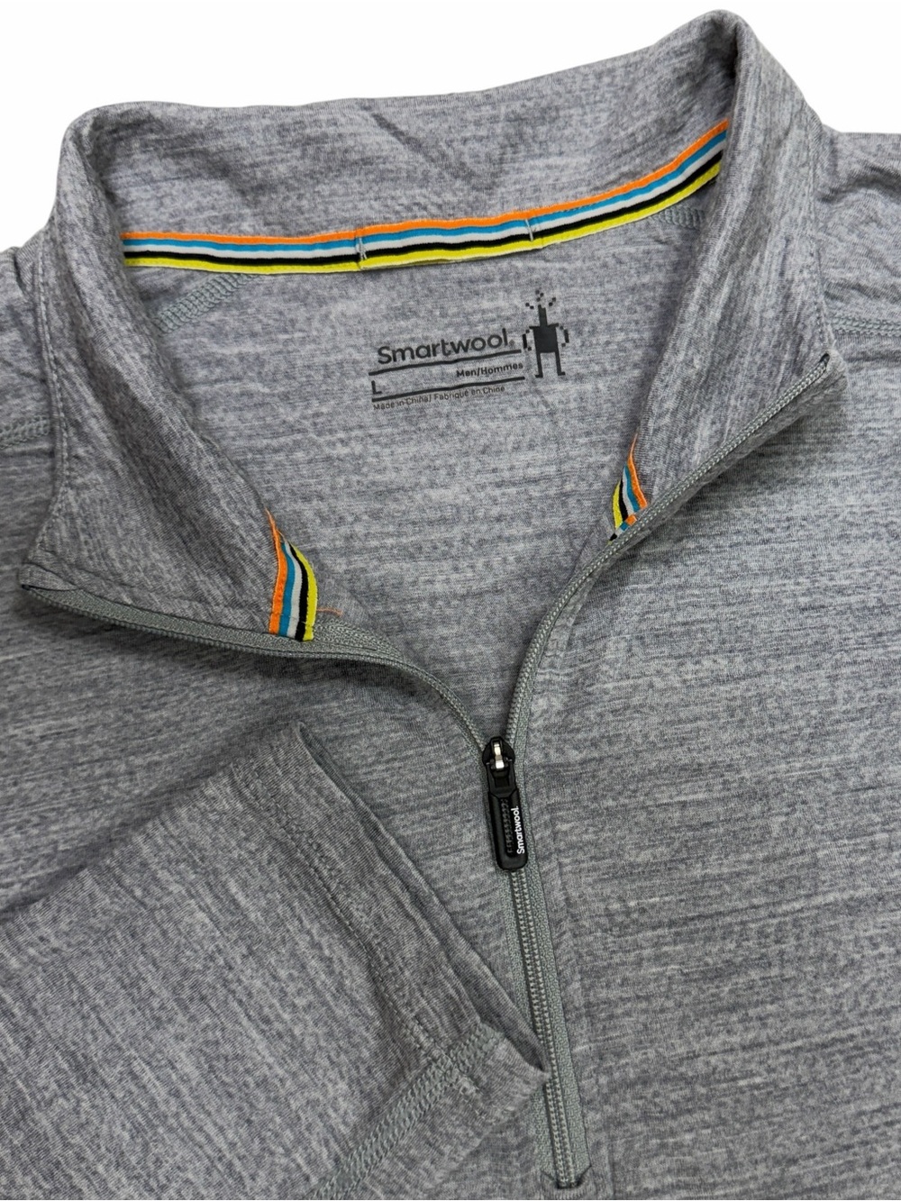 Smartwool Sweater Mens Large Grey Classic Thermal Merino Base Layer Zip Pullover